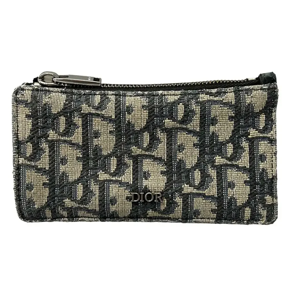 Christian Dior Oblique,Logogram Coin Case Cream Dark Navy Blue Gray Dior
